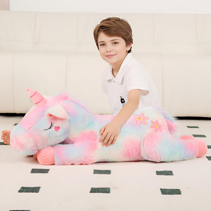 Tianmihou - Cojín de peluche de unicornio arcoíris de 32 pulgadas,...