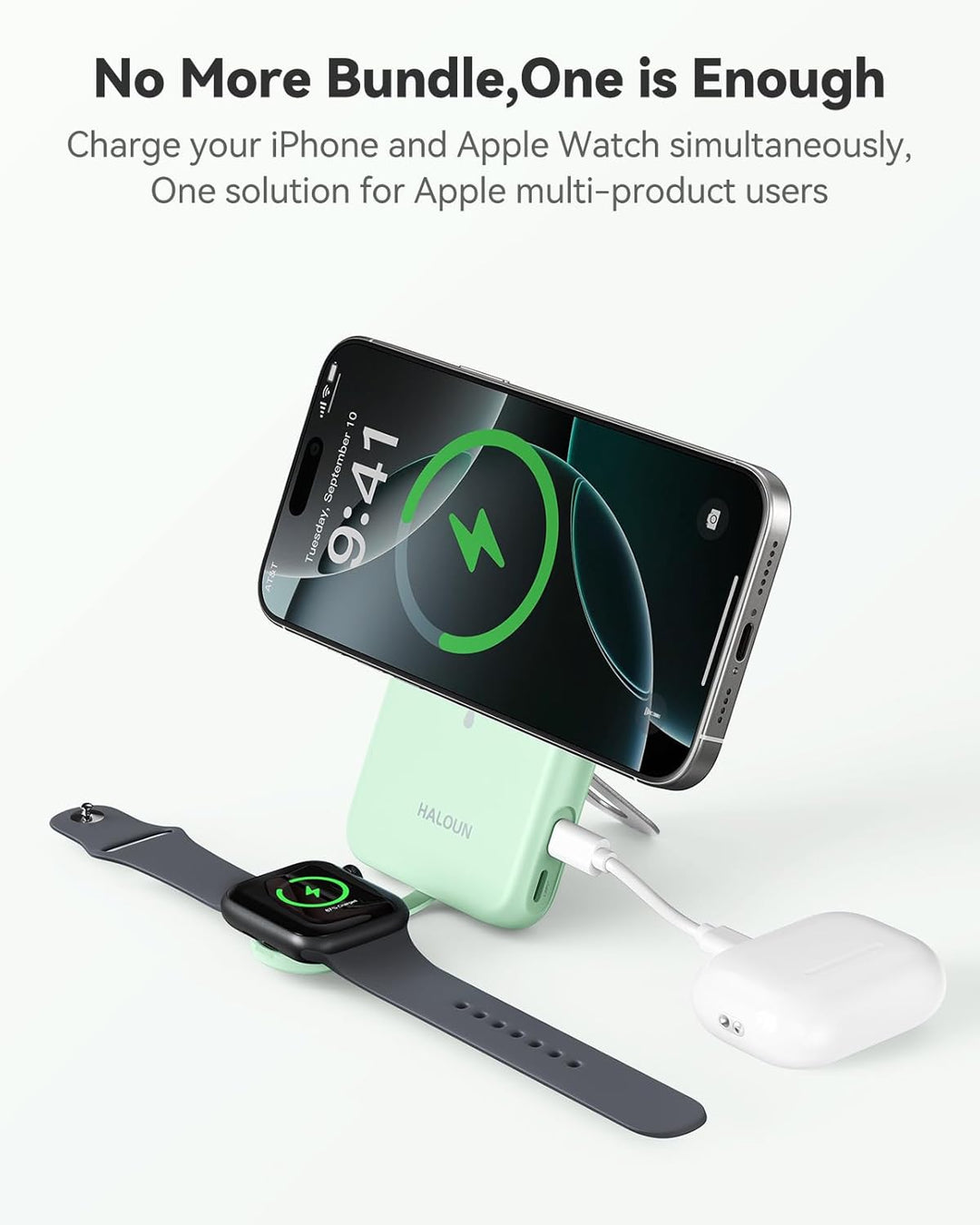 Cargador portátil magnético para iPhone y Apple Watch, 10000 mAh, c...