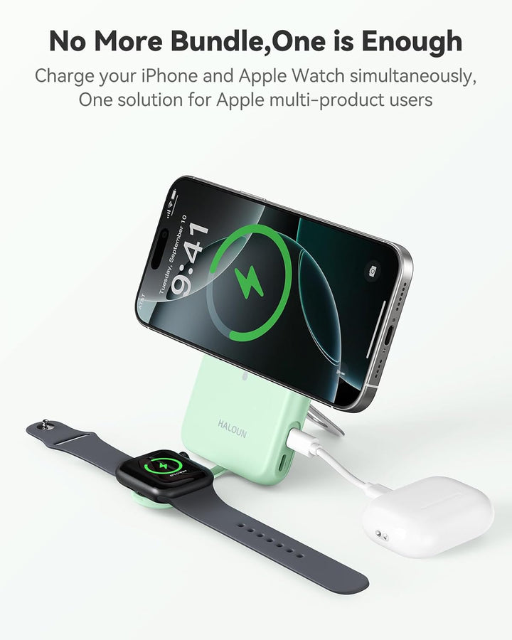 Cargador portátil magnético para iPhone y Apple Watch, 10000 mAh, c...