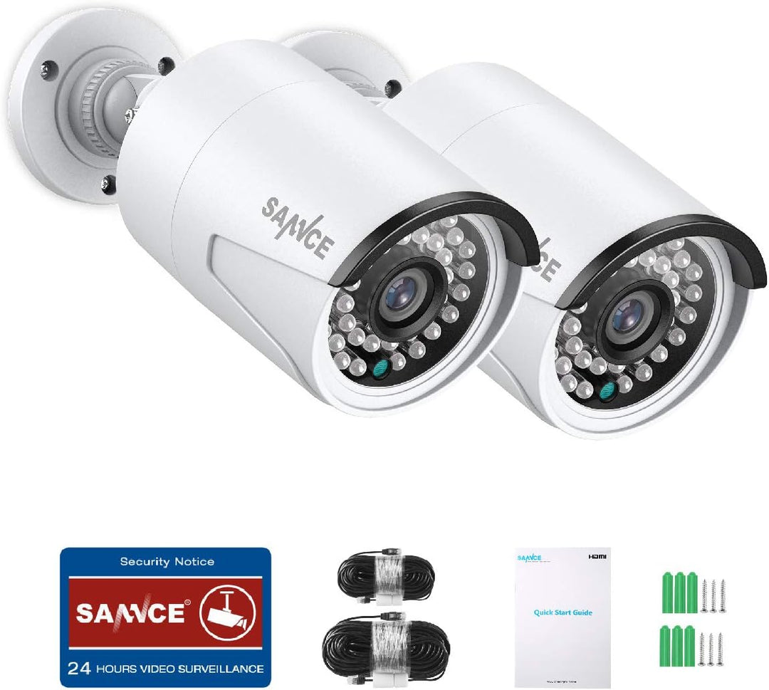 SANNCE Cámara de seguridad IP PoE de 5MP para PoE NVR, 2 cámaras re...