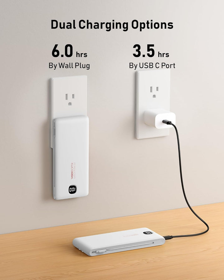 Cargador portátil de batería con cables integrados y enchufe de par...