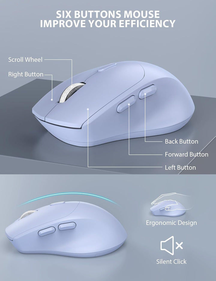 Combo de teclado y mouse inalámbrico - Teclado ergonómico de tamaño...