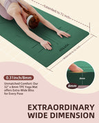 YOTTOY Esterilla de Yoga, 72"x 32"x1/3" Extra Ancha Antideslizante para Ejercicio Fitness Yoga, Esterillas Ecológicas de TPE para Ejercicio para Mujeres y Hombres Entrenamiento en Casa con Bolsa con