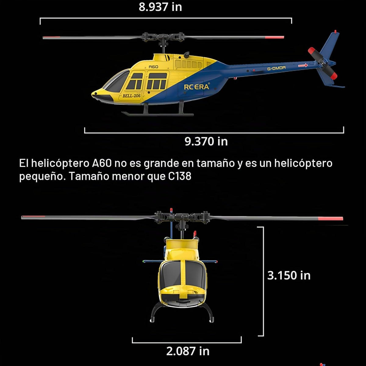 A60 206 Helicóptero de control remoto avión 4CH RC Heli Aileronless escala 1/42 giroscopio de 6 ejes retención de altitud para adultos principiantes/gris