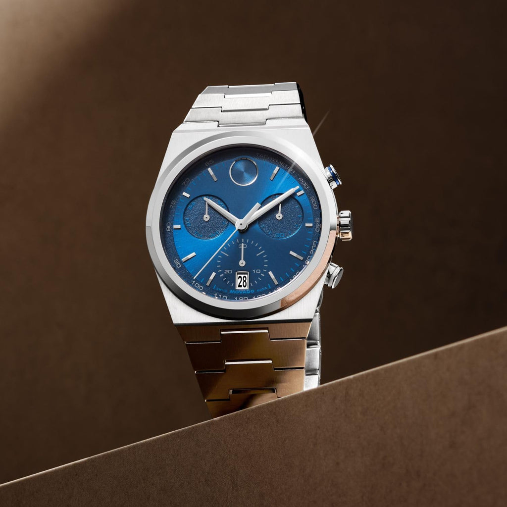 Movado Bold Quest Reloj de cronógrafo de lujo para hombre - Movimiento de cuarzo suizo, brazalete de acero inoxidable, resistencia al agua 50 metros (5ATM) - pieza clásica - Regalo para él - 42mm