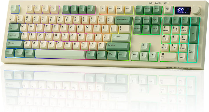 EPOMAKER Aula S102 PRO Membrane Gaming Keyboard with TFT Screen, Vo...