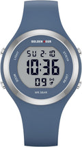 GOLDEN HOUR Reloj deportivo impermeable para mujer con cronógrafo digital y correa de silicona