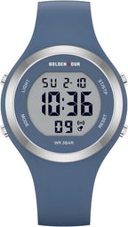 GOLDEN HOUR Reloj deportivo impermeable para mujer con cronógrafo digital y correa de silicona