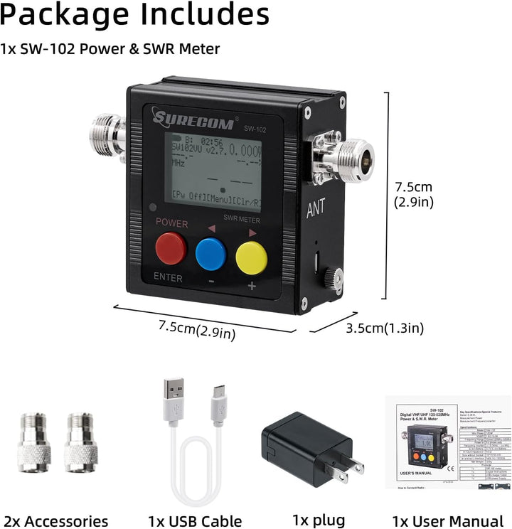 Mcbazel Surecom SW-102 Digital VHF/UHF 125-525Mhz Medidor