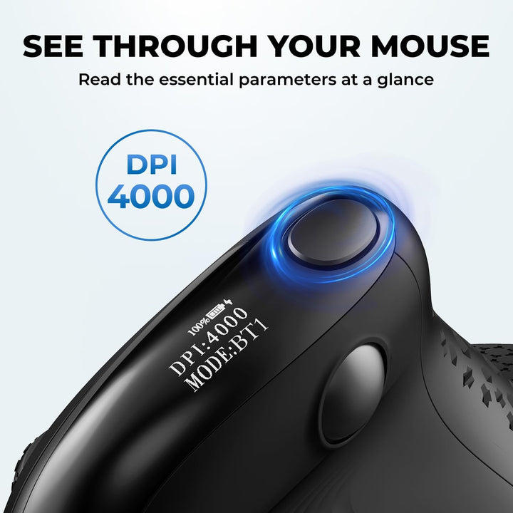 DELUX Seeker Mouse ergonómico inalámbrico, mouse vertical con panta...