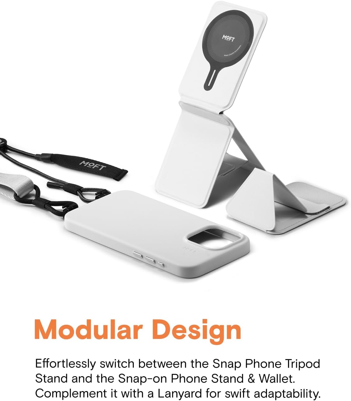 MOFT Trípode de teléfono, soporte, cordón, soporte para bloc de notas y funda para iPhone 16 Pro