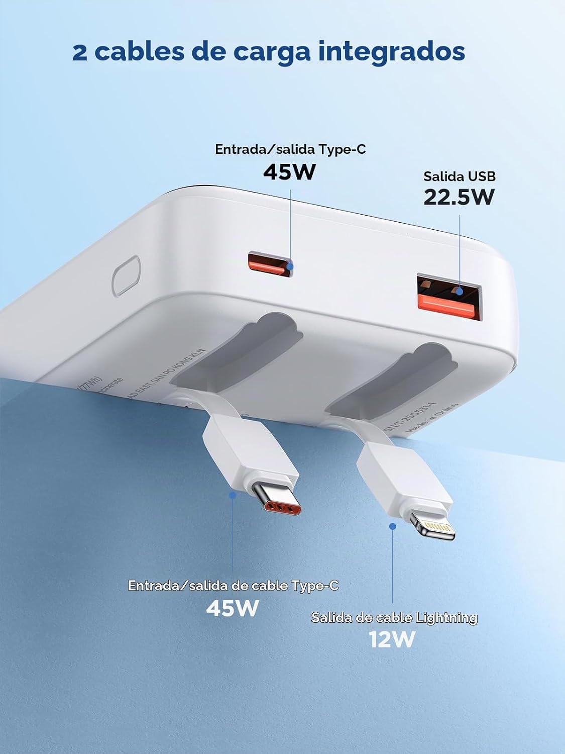 Aioneus Cargador portátil de carga rápida de 20000 mAh, 45 W con ca...
