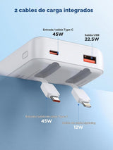 Aioneus Cargador portátil de carga rápida de 20000 mAh, 45 W con ca...