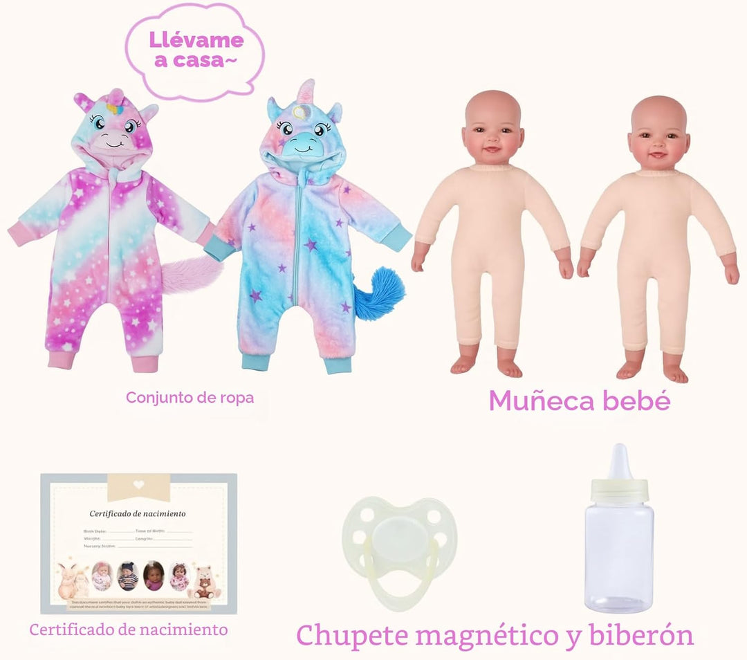 BABESIDE Muñecas de bebé gemelas \u2013 17 pulgadas, lindo cuerpo s...