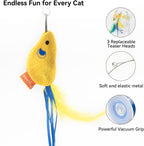 Migipaws Juguete automático interactivo para gatos con ventosa fuerte, alambre flexible de 27.6 in y diseño de doblez de bricolaje, juguete de ejercicio recargable para gatos con temporizador automático para gatos de interior (azul)