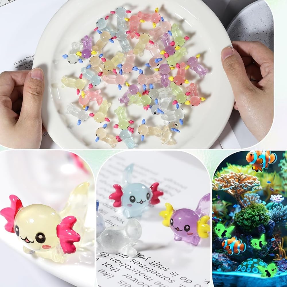 32 piezas de figuras luminosas en miniatura de ajolotes de