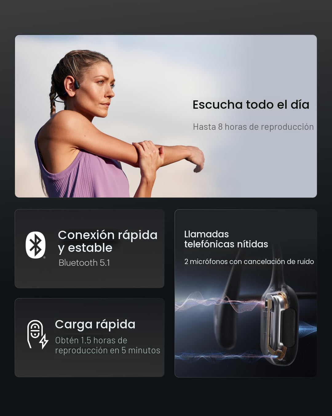 SHOKZ OpenRun Pro Mini - Auriculares de Conducción Ósea, Auriculare...