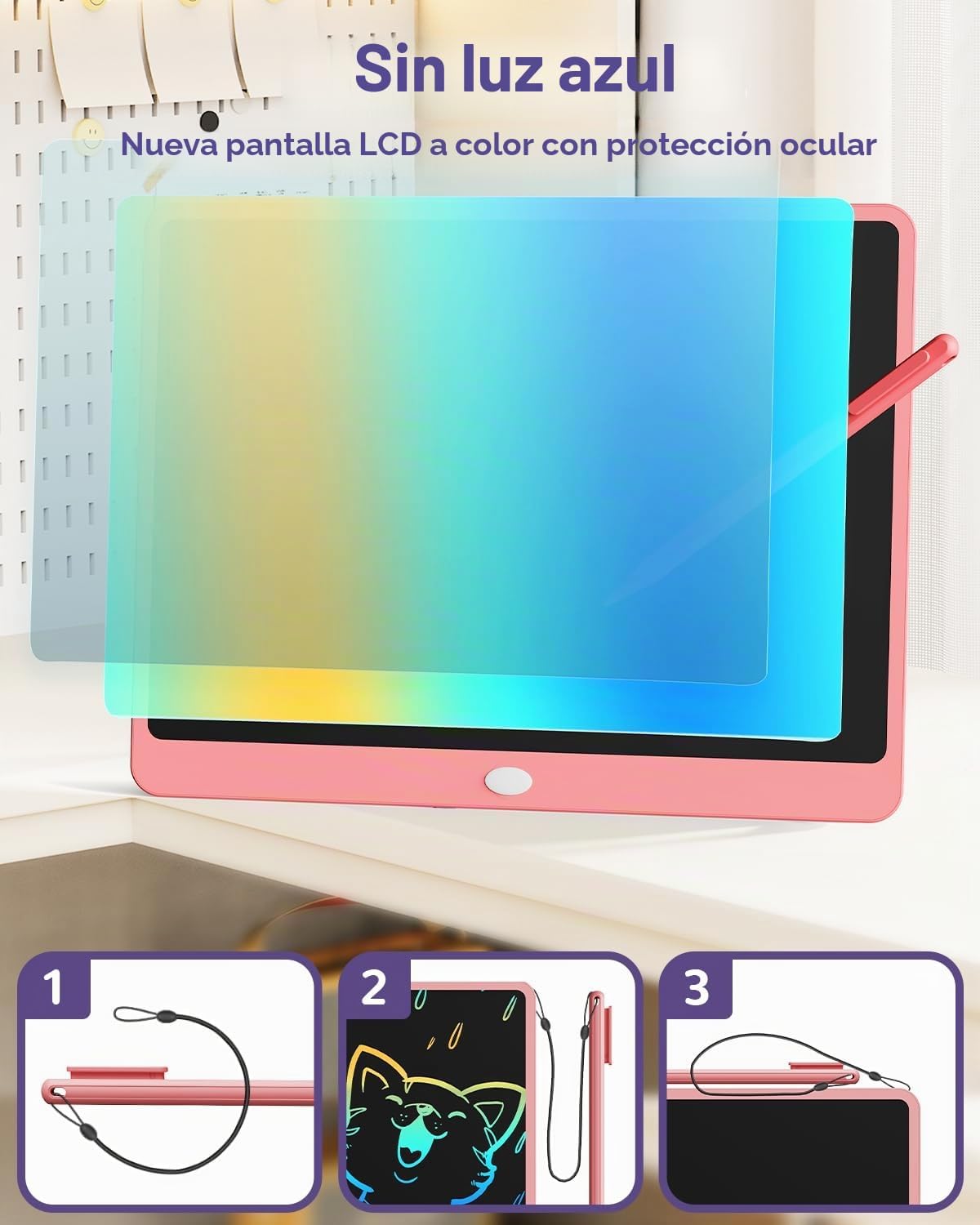 Tableta de escritura LCD para niños, tablero de garabatos de 16 pulgadas, juguetes de aprendizaje para niñas de 3, 4, 5, 6, 7, 8 años, regalo de cumpleaños, almohadilla de dibujo colorida para niños, rosa