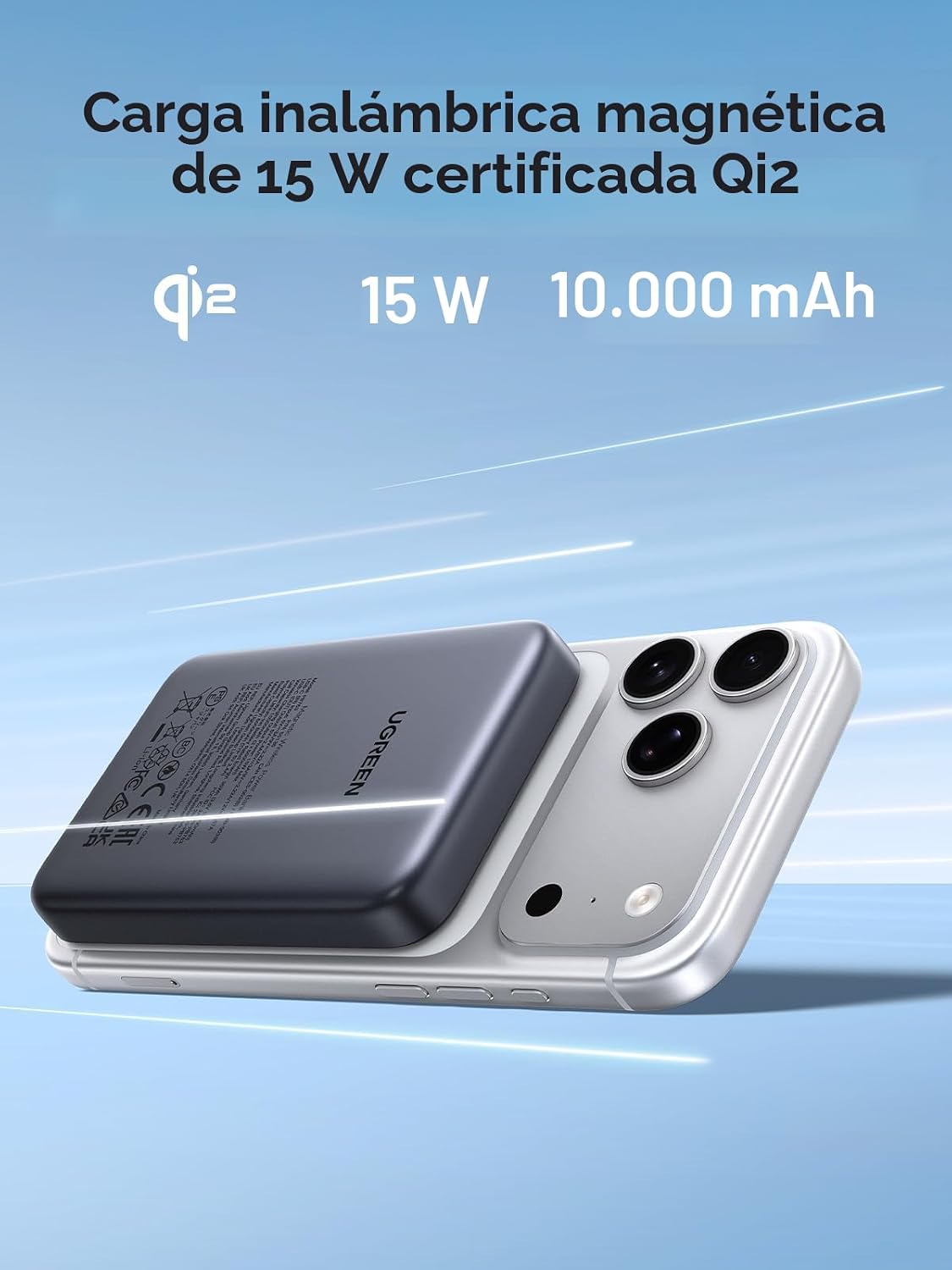 UGREEN Banco magnético delgado PD 20W del poder de 10000mAh Qi2 15W...