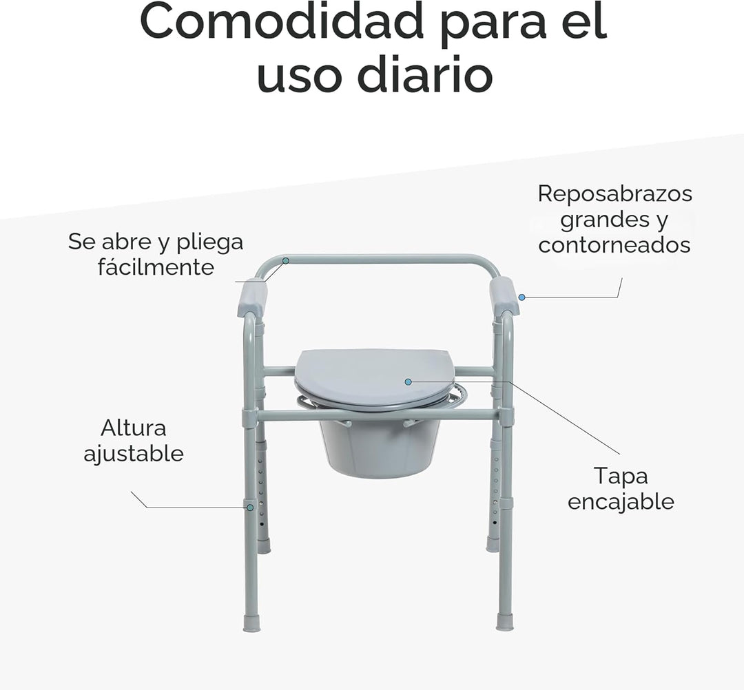 Drive Medical Inodoro de acero plegable portátil