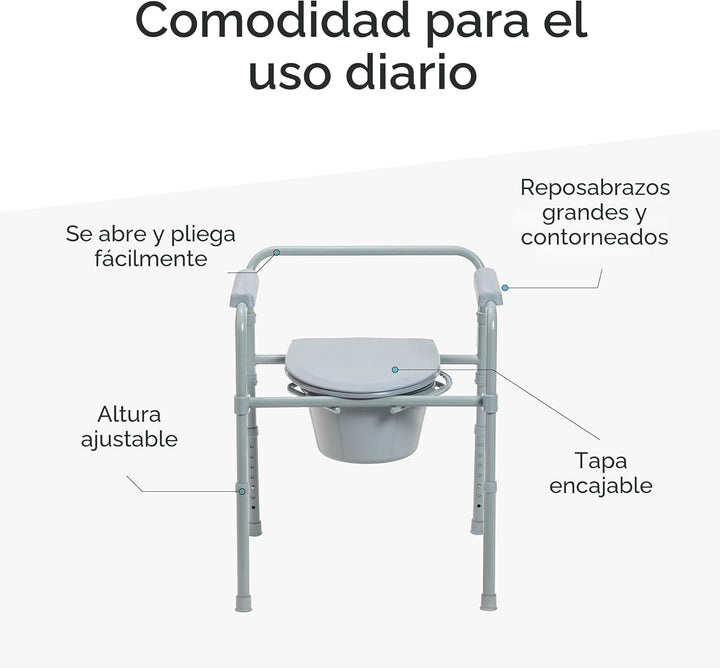Drive Medical Inodoro de acero plegable portátil