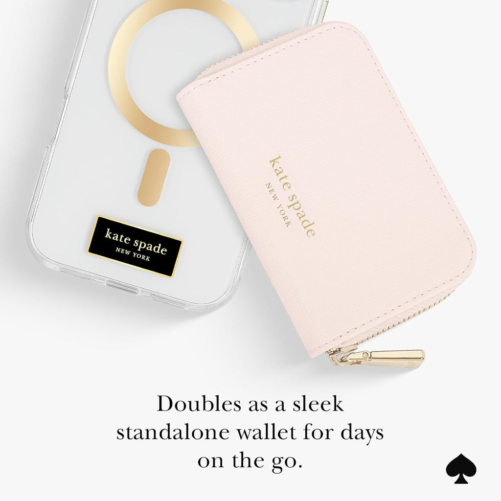 kate spade new york Devin Zip - Tarjetero magnético, color rosa tiza