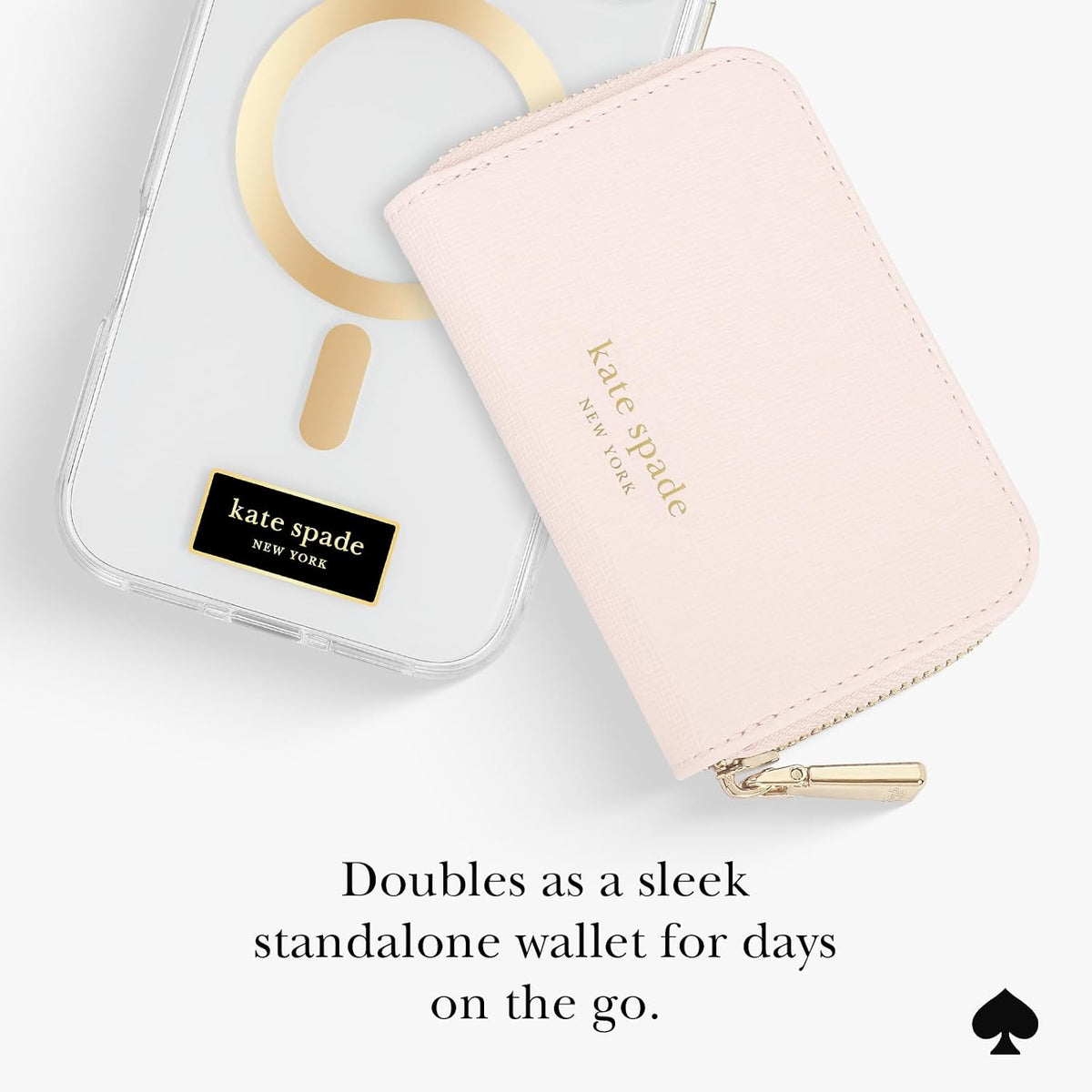 kate spade new york Devin Zip - Tarjetero magnético, color rosa tiza