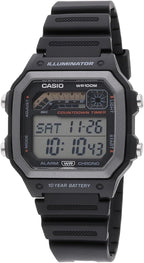 Casio WS1600H Series | Reloj para hombre | Diseño deportivo | Cronógrafo | Temporizador de cuenta regresiva | Luz LED con afterglow | 100M WR | Alarma diaria | Calendario automático | Hora mundial | Batería de 10 años