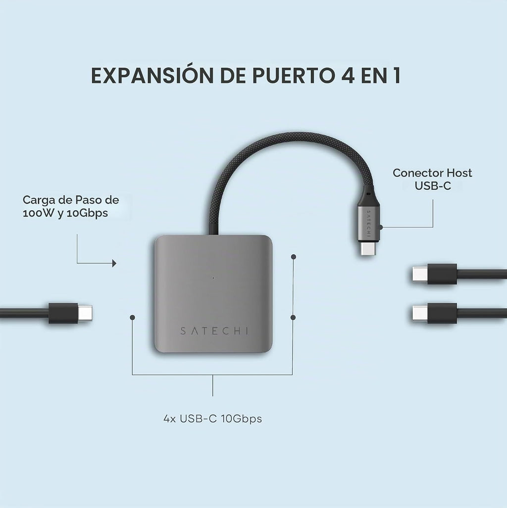 Satechi, ST-H4CPDM, hub USB 3.2 de 4 puertos