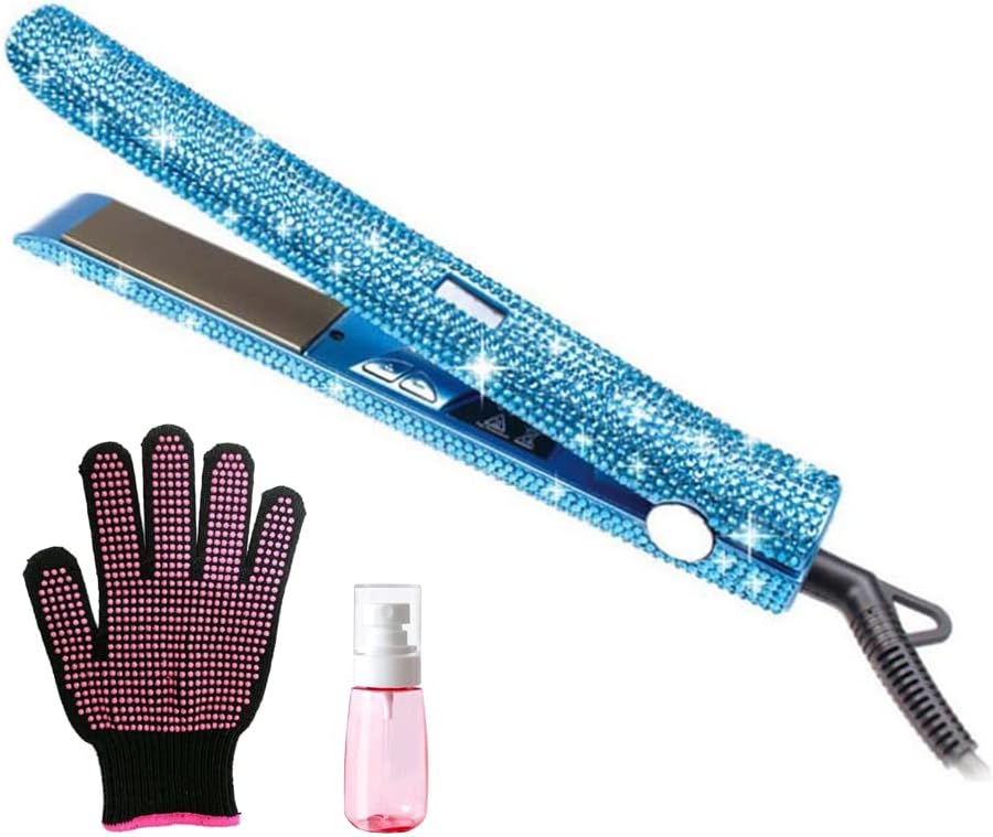 Plancha plana de titanio con magnífico diamante de imitación de cri...