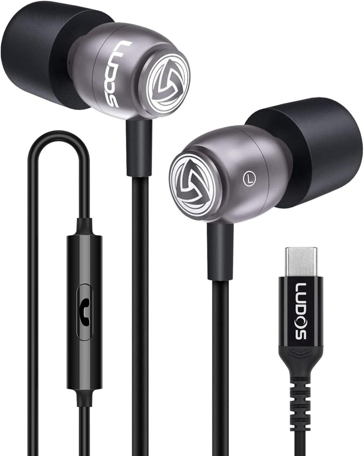 LUDOS Clamor USB C Auriculares para iPhone 17 16 15 Pro Max Plus Ai...