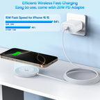 [Certificado MFi de Apple] Cargador inalámbrico magnético para iPhone 17 16 15, 2 unidades de 6 pies y 15 W, cargador rápido Apple Mag-Safe USB C, bloque de carga rápida para iPhone 17/17 Air/16/16 Pro/Pro Max/15/14/13/Plus/Pro/Pro Max