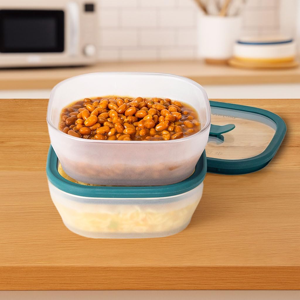 Anyday Paquete de 2 recipientes de almuerzo de vidrio para microondas de 2.5 tazas con tapas de vidrio, cuencos de almuerzo aptos para microondas con tapas para el trabajo, almacenamiento de alimentos