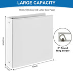 Carpeta de 3 anillos de 2 pulgadas, carpeta de anillos redondos de 2 pulgadas con 2 bolsillos interiores, paquete de 6 carpetas blancas, cubierta transparente, capacidad para hasta 450 hojas de papel de 8.5 x 11 pulgadas, carpetas duraderas para oficina