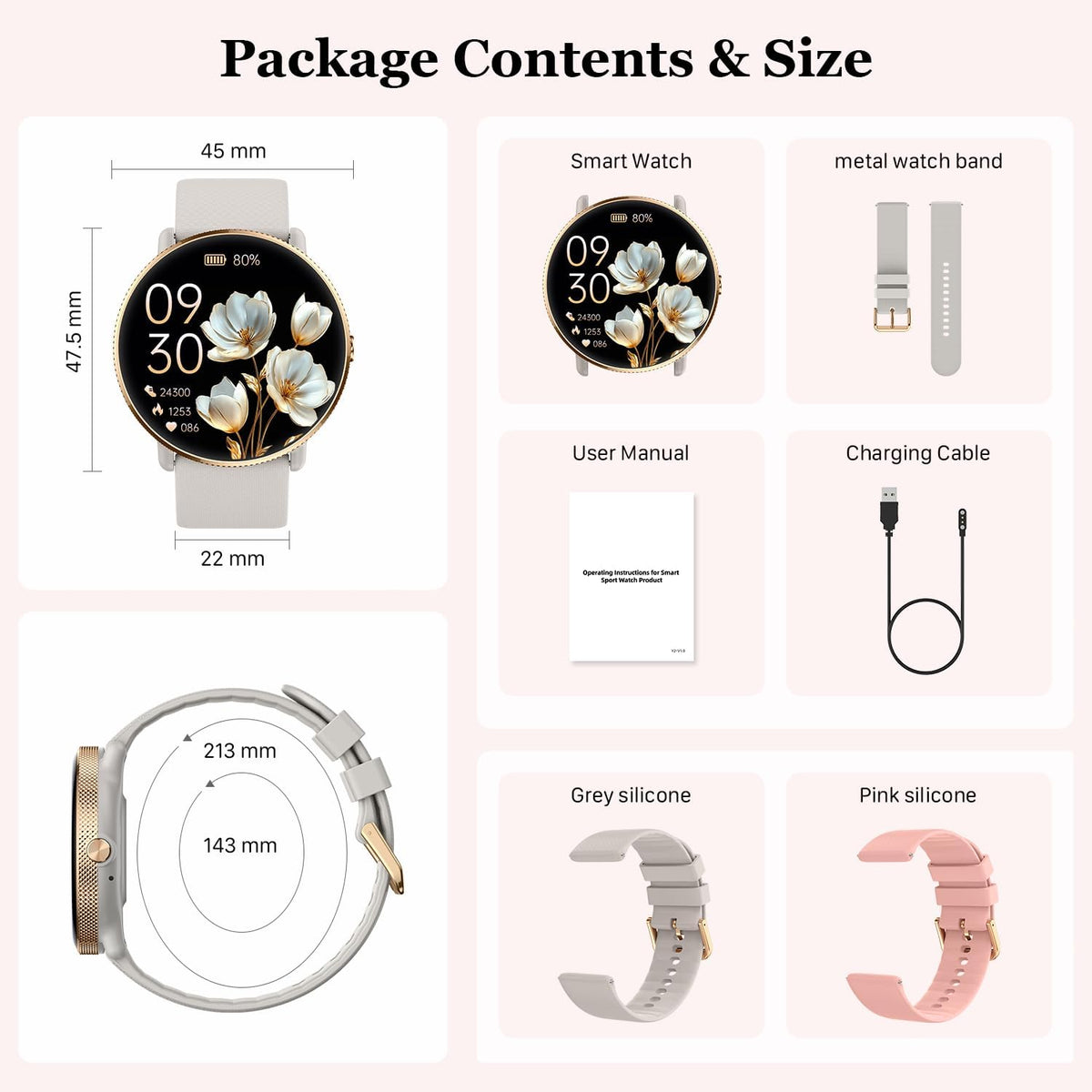 Reloj inteligente para mujer con rastreador de ejercicio: resistente al agua con Bluetooth para respuesta de llamadas, relojes inteligentes para Android/iPhone, digital, reloj inteligente