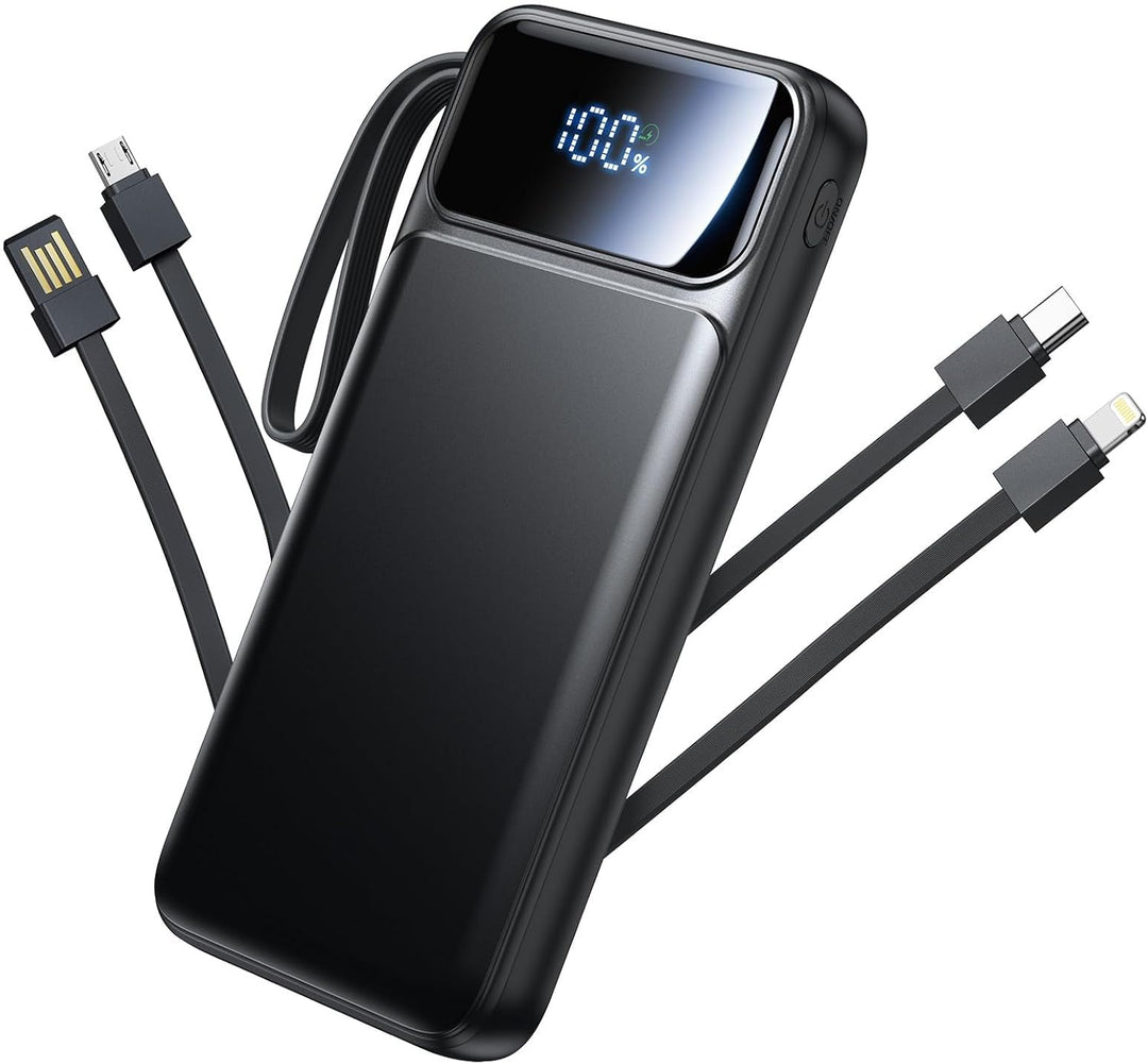 Banco de energía, cargador portátil con cable integrado de 22.5 W,...