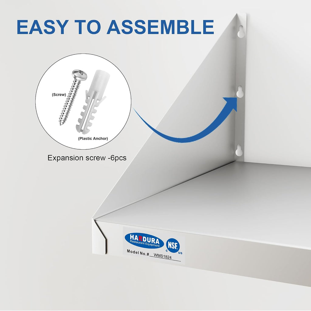 HARDURA - Estante de pared de acero inoxidable para microondas, 18 x 24