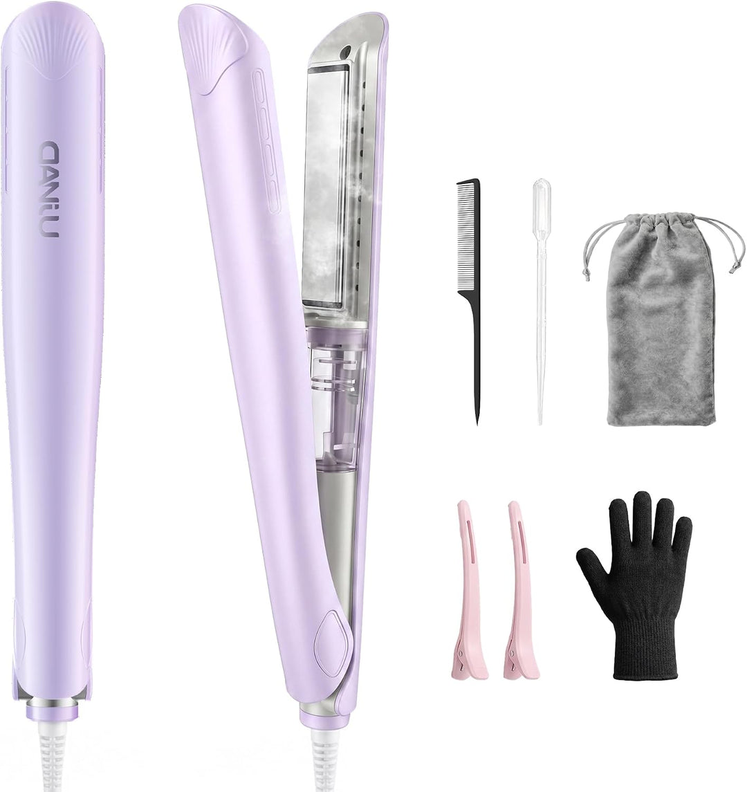DANJU Plancha de vapor para el cabello, plancha plana de niebla frí...