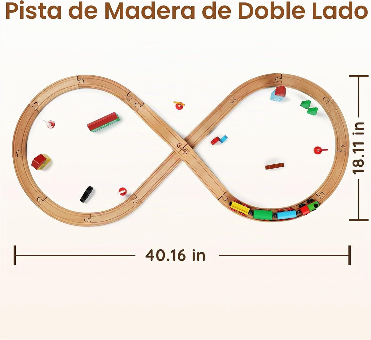 SainSmart Jr. Juego de Tren de Madera para Niños Pequeños con Vías de Tren de Doble Cara Compatible con Brio, Thomas, Melissa y Doug, Tren de Juguete de Madera Infantil para Niños y Niñas de 3, 4, 5