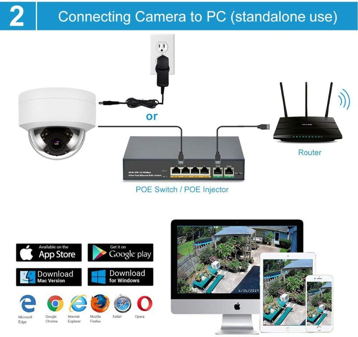 Eversecu H.265 1080P POE (alimentación a través de Ethernet) IP Tor...