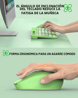 Colorido combo de teclado y mouse inalámbricos, teclas redondas, te...