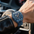 OLEVS Reloj para Hombres Analógico Cuarzo Lujo Diamante Resistente al Agua Cronógrafo Acero Inoxidable Carita Grande Cuadrado Fecha Fase Lunar Romano Relojes de Vestir para Hombres