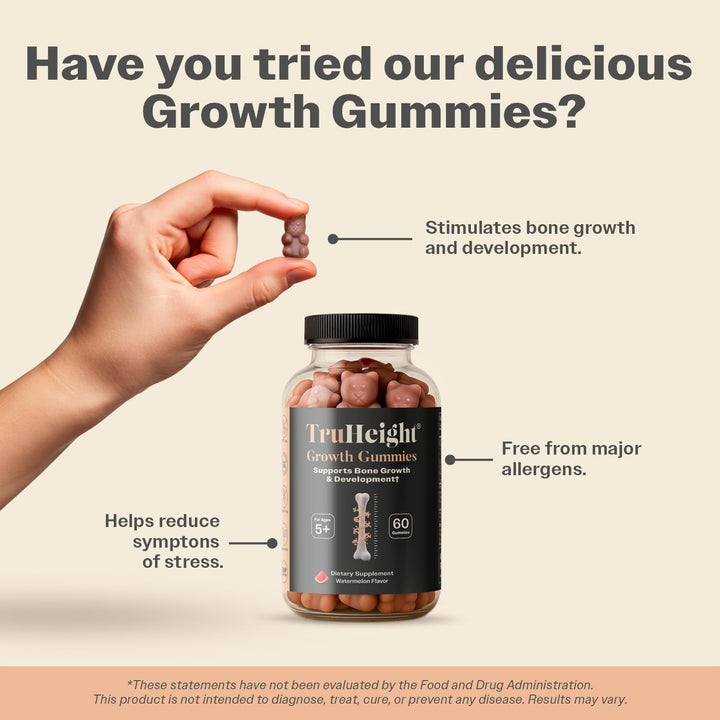 TruHeight Gomitas de crecimiento (sandía) Nutrición alta para el cr...