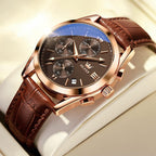 OLEVS Relojes Casuales de Cuero para Hombres con Esfera Grande Cronógrafo