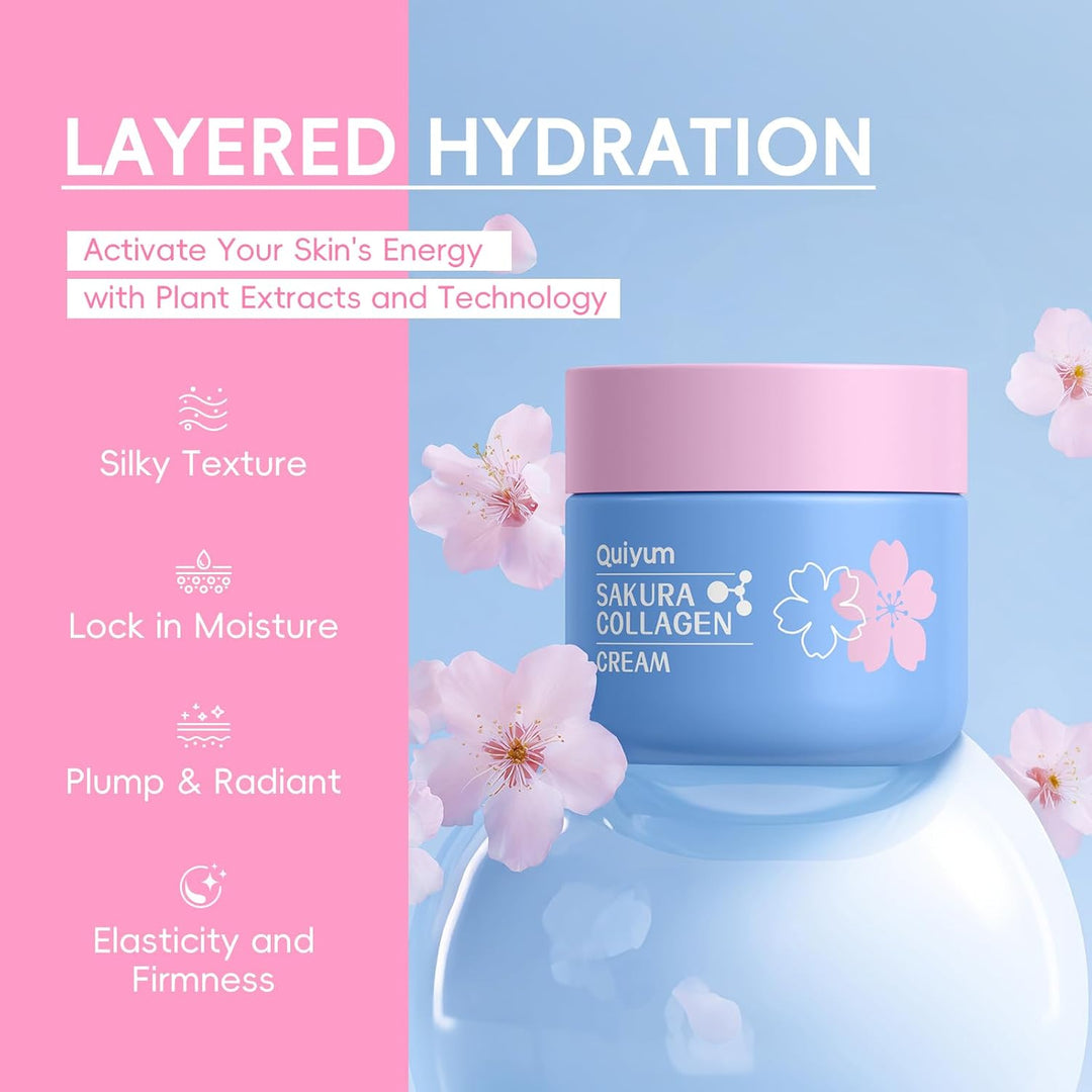 QUIYUM Sakura - Juego de cuidado de la piel con colágeno \u2013 5 p...