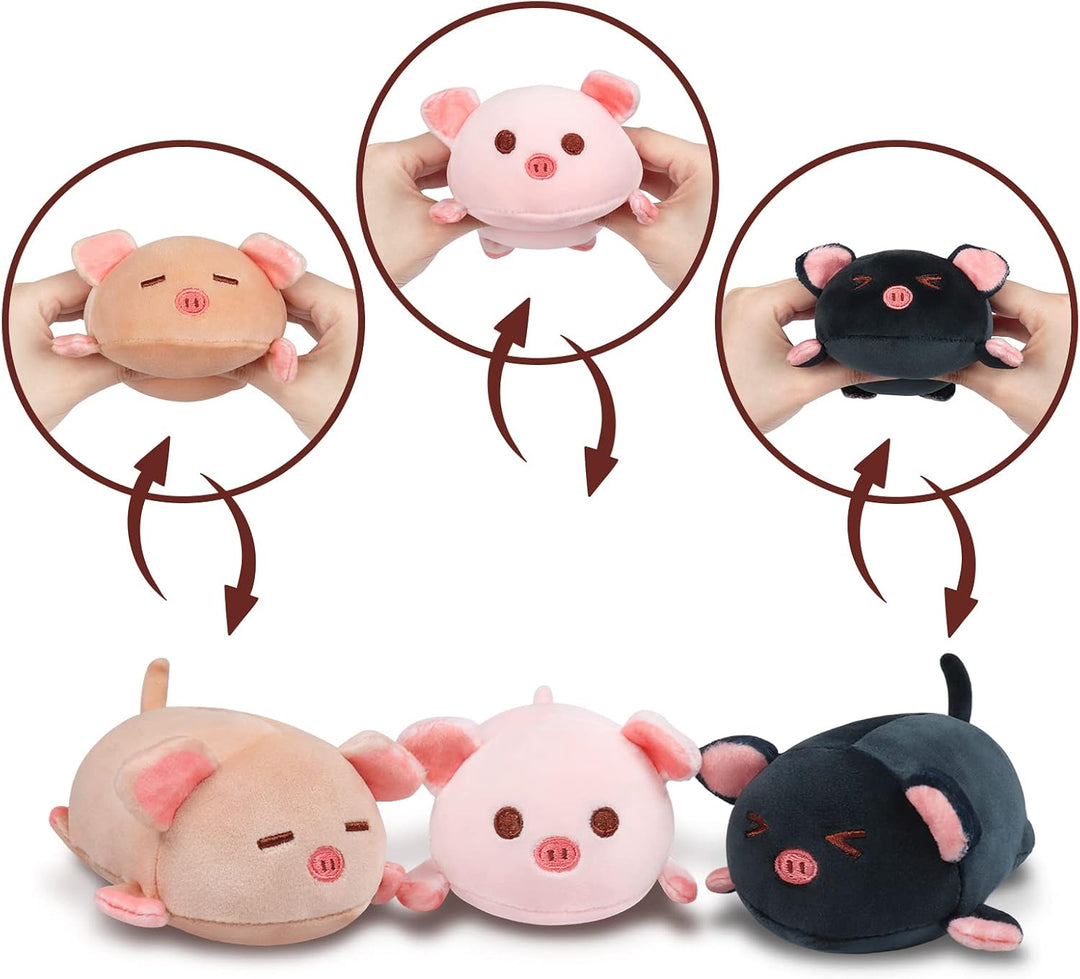 Achwishap Mamá de peluche de cerdo de 19.6 pulgadas con 3 cerdos be...