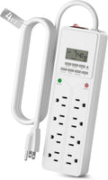 BN-LINK Protector de sobretensión de 8 salidas con temporizador digital de 7 días (4 salidas temporizadas, 4 salidas siempre encendidas) - Blanco