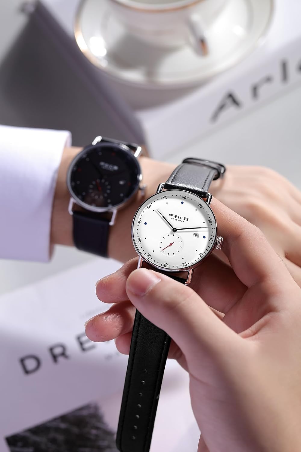 FEICE Relojes para hombres Mecanico Automático 5ATM Resistente al agua Acero inoxidable Relojes de lujo para uso casual, negocio y vestir FF019