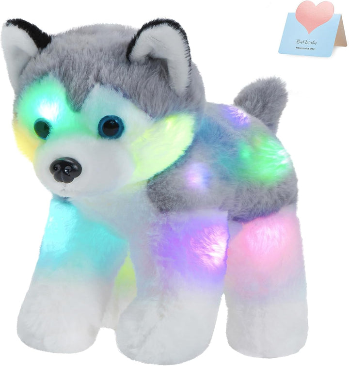 BSTAOFY Perro Husky de peluche iluminado de 12\u2019\u2019 con luce...