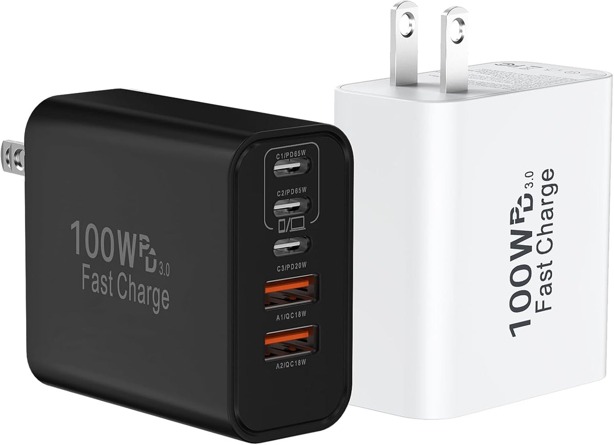 Bloque Cargador USB C Megarrápido, 100W Bloque de Carga USB-C para Pared